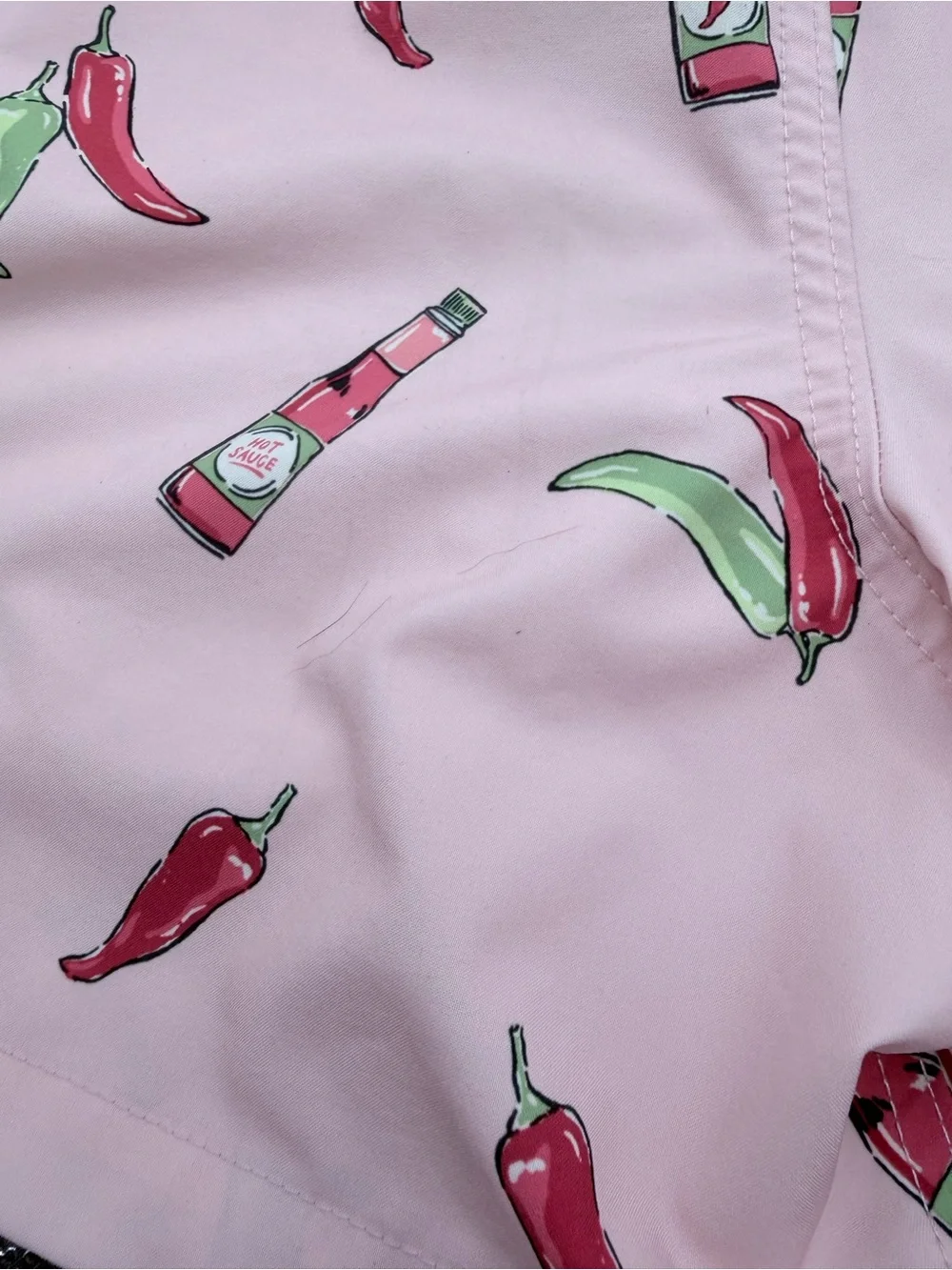 Hollister Men’s Pink Chili Pepper Hot Sauce Swim Shorts Size small